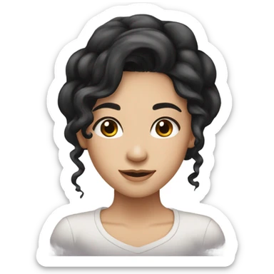 Beautiful girl,Black hair,wavy hair，long hair,brown eyes,Chinese. sticker