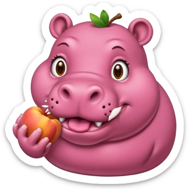 Hungry hippo eating peaches  sticker