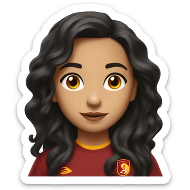 girl with long wavey black hair brown eyes make up and galatasaray shirt which you can see clearly with logo sticker