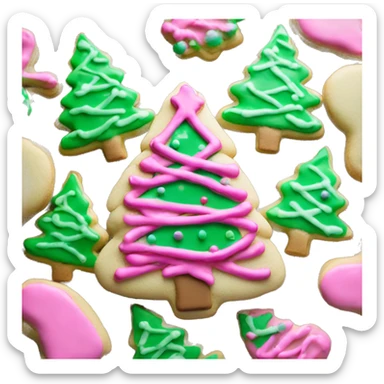  Christmas tree sugar cookie with pink frosting  sticker