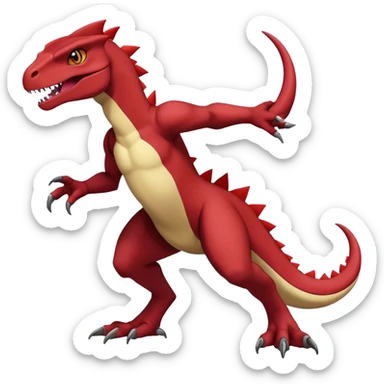  Cool Edgy Handsome Dark Maroon Guilmon-Charmeleon-Digimon-Fakemon-Velociraptor full body sticker