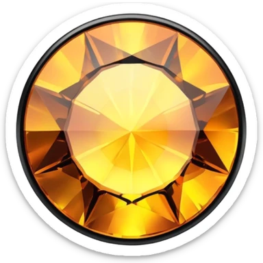 extreme up close amber round cut holographic gem with black metal accent focusing on black metal accent sticker
