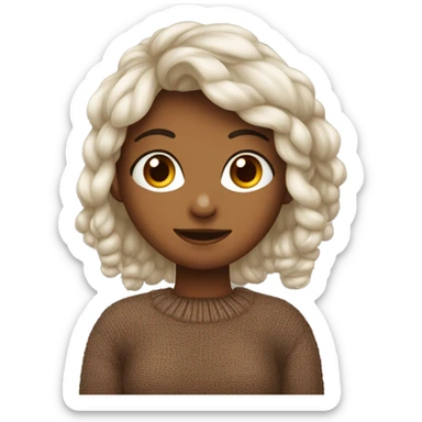 una ragazza con i capelli marroni e occhi scuri con un maglione di natale  sticker