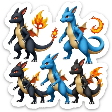 Umbreon-Lucario-Charizard-Salandit-Zeraora-fusion, full body sticker