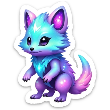 Epic Edgy Cute Colorful Vibrant Sparkly  Shiny Pastel Nebula Modern Vernid-Protogen-creature-animal, full body sticker