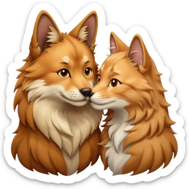 a dingo kissing a mainecoon sticker