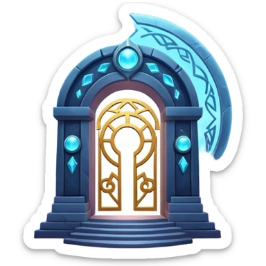 universe gate object icon, gigantic cosmic portal doorway, swirling galaxy energy inside, glowing starry aura, mystical space runes, fantasy sci-fi style, 3D cartoon, mobile game icon style, centered, clean background, no text, no watermark sticker