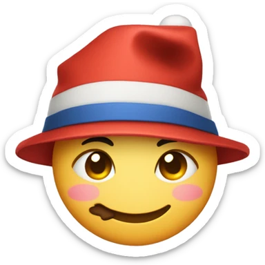 Shin sewed with a New Year's hat sticker