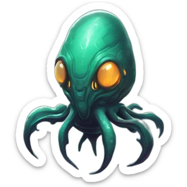 alien sea creature scifi roguelike rpg style inspired by slay the spire digital art sticker