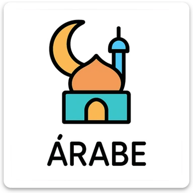 the word 'Árabe' in a rounded icon style, soft edges, friendly appearance sticker