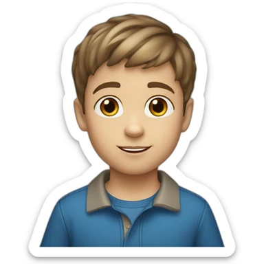 5 year old boy, with short brown hair, blue eyes, light skin color. sticker