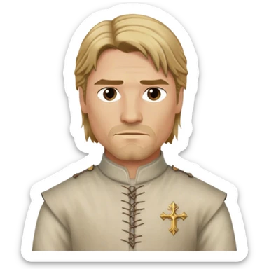Jaime Lannister from game of thrones, cloth shirt, middle part hair sticker