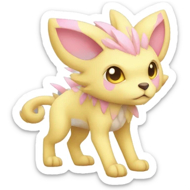 Cute cool beige yellow pink animal hybrid Fakemon full body sticker
