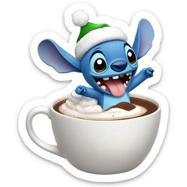 Stitch Christmas with hot cocoa with whipped cream  sticker