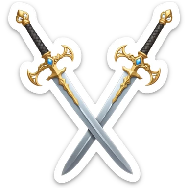 Two Golden royal swords with gold blades and gold handel sticker