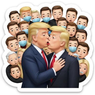 donald trump kissing elon and a bunch of people sick sticker