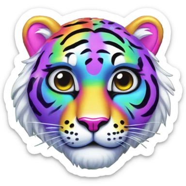 Lisa frank rainbow tiger with jewels on stripes sticker
