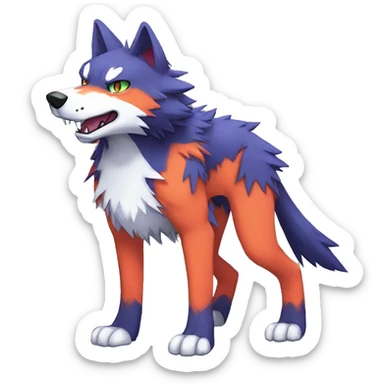 Edgy Colorful Digimon-Fakemon-Wolf full body sticker
