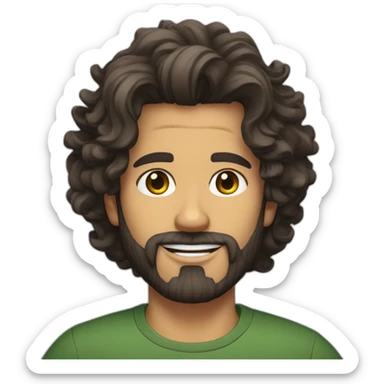 Brazilian Voice Actor Jefferson Melo, bearded, wavy hair sticker