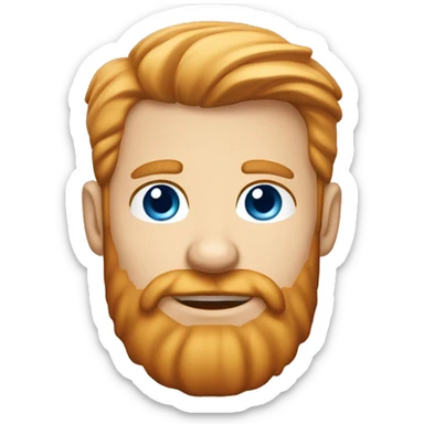 Blond ginger well groomed bearded caucasian man, short hairs, large forehead, blue eyes, red cheeks, lumberjack shirt sticker