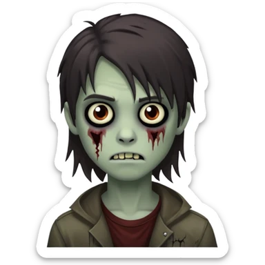 boy zombie with darkish brown not-so long hair emo sticker