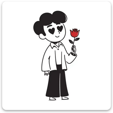 Handsome boyfriend figure with heart eyes sticker