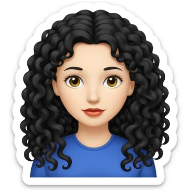 mujer blanca con cabello largo rizado negro sticker