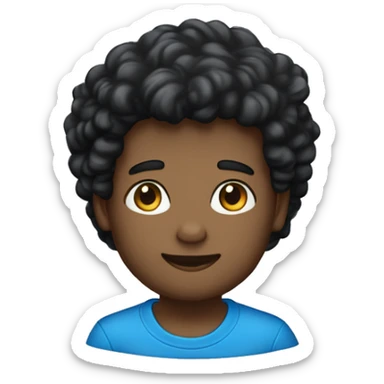 Um menino de etnia branca com cabelo estilo topete ede cor preta e uma camisa azul e um moletom azul claro  sticker