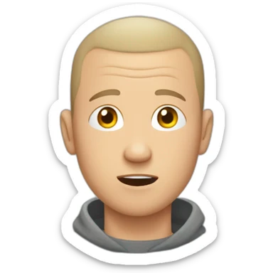 tired white man with buzz cut in gray sweatshirt is very very very scared sticker