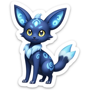 Nebulae Noibat-Meowstic-Umbreon-Fakémon-hybrid-creature (full body)  sticker