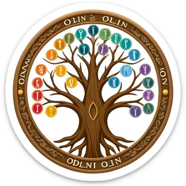 created an intricate but manly looking family genealogy logo to include the name Odlin and a title of Genealogy while also using multiple colors in the logo sticker