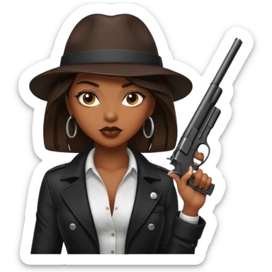 A sexy black female gangster with a gun sticker