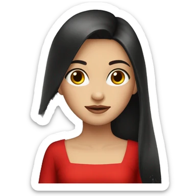 Fair-skin-elegant-girl-in-red-long-dress-with-long-dark-hair sticker