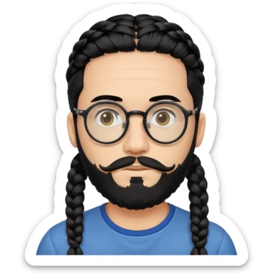 Stereotypical jew with black tippah round glasses and 2 braids on the side with black beard sticker