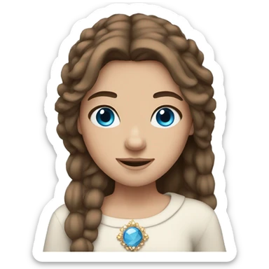 cozy girl with straight brown hair blue eyes and crown sticker