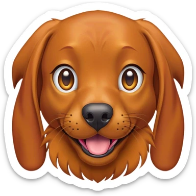 Cinematic Comical Vizsla Portrait Emoji, Head tilted dramatically with an exaggeratedly amused expression, featuring a striking rust and gold Fur with bold accents, wide, expressive amber eyes filled with playful disbelief, Simplified yet hilariously expressive features, highly detailed, glowing with a slightly sassy glow, high shine, dramatic yet playful, stylized with an air of cheeky mischief, bright and endearing, soft glowing outline, capturing the essence of a spirited and over-the-top companion, so meme-worthy it feels like it could side-eye its way into internet fame instantly! sticker