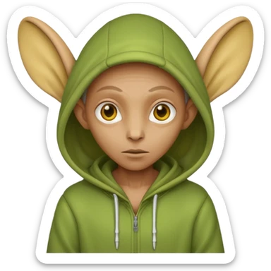 Aliens Dark yellow, hoodie, long big ears sticker