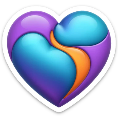 I need a heart with purple, teal, orange, and midnight blue in it. sticker