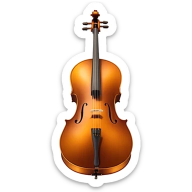 Cinematic Realistic Cello, deep brown polished wood, elegant f-holes creating contrast, warm golden light reflecting off its curves, glowing with depth and a rich musical resonance. sticker
