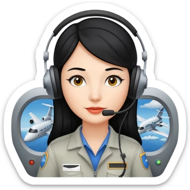 Femme cheveux noir travaille dans le domaine de l'aéronautique sticker