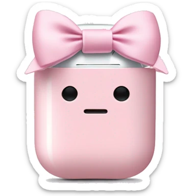 airpods max with a light pink bow  sticker