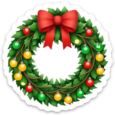 Christmas wreath with lights sticker