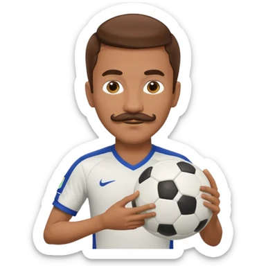 soccer player with mustache holding soccer ball sticker