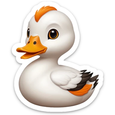 orange whit duck beak and black dot eyes cartoon style sticker
