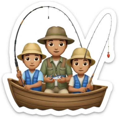 Father and sons fishing on a boat sticker