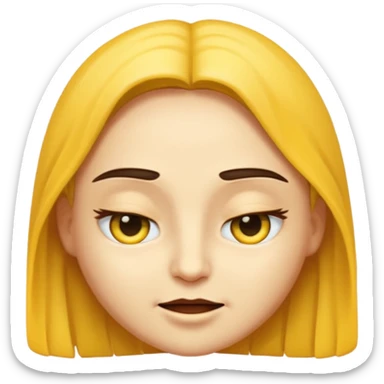 Emoji estilo WhatsApp com rosto amarelo clássico, expressão neutra com sobrancelhas muito bem marcadas, arqueadas e definidas, olhos semicerrados com leve atitude, boca com leve sorriso de confiança. sticker