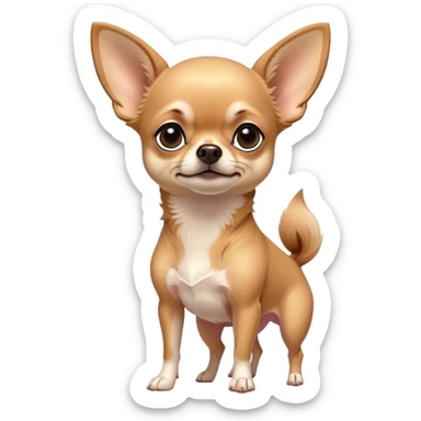 Cinematic Noble Fawn Short Haired Chihuahua Portrait Emoji, Poised and regal, with a compact, muscular build and a sleek, well-groomed fawn coat, deep-set soulful dark eyes, Simplified yet sharp and sophisticated features, highly detailed, glowing with a soft, dignified glow, high shine, intelligent and loyal, stylized with an air of strength, focused and attentive, soft glowing outline, capturing the essence of a watchful and confident guardian, so majestic it feels as though it could step out of the screen with effortless authority! sticker
