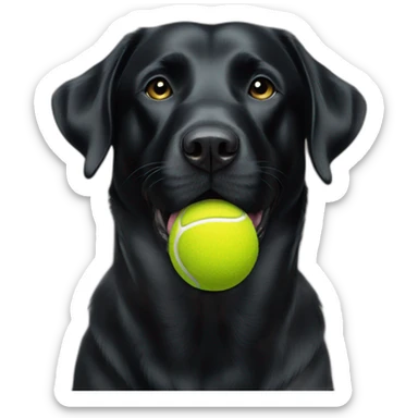 Black Labrador retriever with 3 tennis balls in mouth sticker