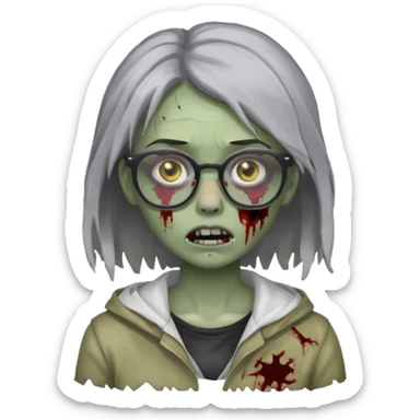 zombie with glasses gray girl sticker