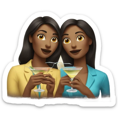  women two friends sipping martinis brunettes sticker